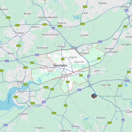 Map of Warrington