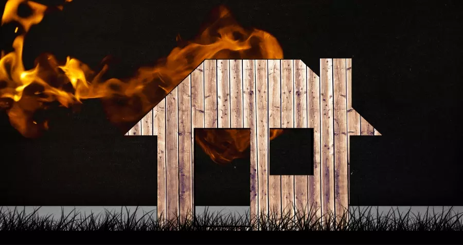 Model of a house on fire