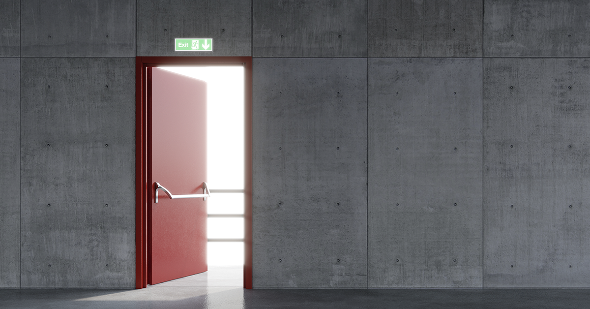 Fire door left open in a warehouse