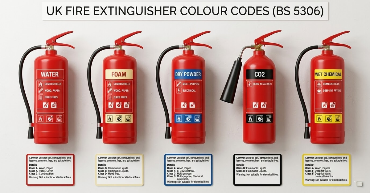 Different Fire Extinguisher Colours in the UK